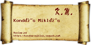 Kondás Miklós névjegykártya