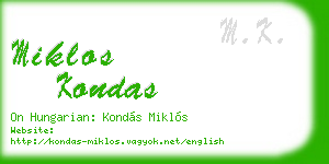 miklos kondas business card