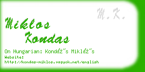 miklos kondas business card